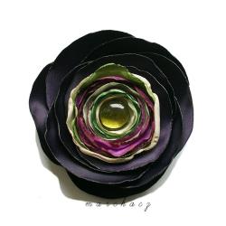 materiał,ciemny fiolet,oczko,kwiat,brocha,broszka - Broszki - Biżuteria