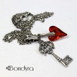 naszyjnik,srebro,klucz,serce - Naszyjniki - Biżuteria