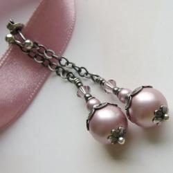różane kolczyki,perłowe,romantyczne - Kolczyki - Biżuteria