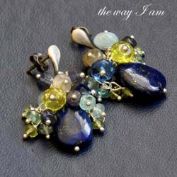 kolczyki ekskluzywne,z lapis lazuli - Kolczyki - Biżuteria