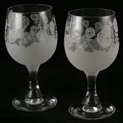 romantyczne kieliszki,z różami,szklane,prezent - Ceramika i szkło - Wyposażenie wnętrz