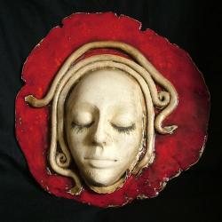 twarz,kobieta,maska,czerwień - Ceramika i szkło - Wyposażenie wnętrz