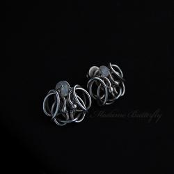malutkie kolczyki,wire-wrapping,oksydowane srebro - Kolczyki - Biżuteria