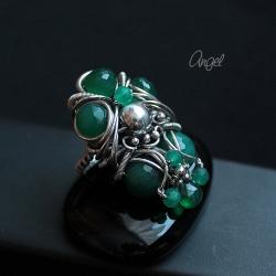pierścionek,zielony,onyks,misterny,angel - Pierścionki - Biżuteria
