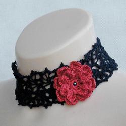 gotycka kolia z kwiatem - Naszyjniki - Biżuteria