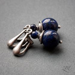 srebro,lapis lazuli,bali - Klipsy - Biżuteria