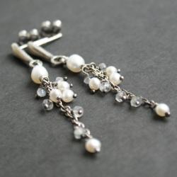perły,ślub,księżycowe kolczyki - Kolczyki - Biżuteria