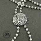 Naszyjniki naszyjnik,medalion.srebro,perły