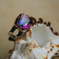 kwarc mystic,tęczowy kamień,multicolor - Pierścionki - Biżuteria