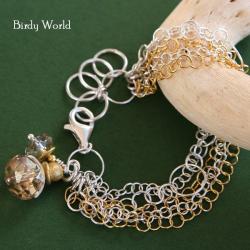 bransoletka w srebro-złotej tonacji z kryształami - Bransoletki - Biżuteria