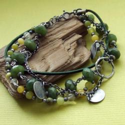 bogata bransoletka z nefrytem,zielona - Bransoletki - Biżuteria