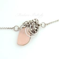 asymetryczny,wire wrapping,chalcedon,srebro - Naszyjniki - Biżuteria