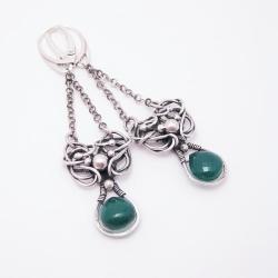 wire-wrapping,kolczyki,elegancki,onyks zielony AAA - Kolczyki - Biżuteria