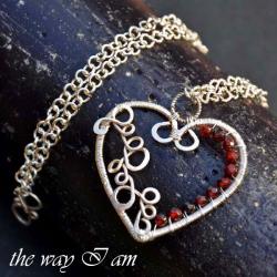 wisior srebrne serce,wire-wrapping,prezent - Wisiory - Biżuteria