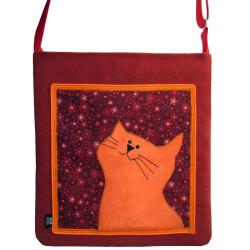 torba,pojemna,kot,czerwony,gwiazdy,pomarańcz - Na ramię - Torebki