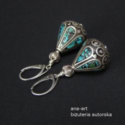orientalne,turkus,niebieskie,egzotyczne kolczyki - Kolczyki - Biżuteria