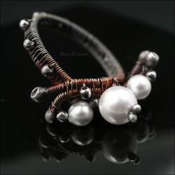 pierścień,pierścionek,wire wrapping,swarovski - Pierścionki - Biżuteria