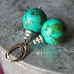 Srebrne kolczyki z kulami turkusu - Kolczyki - Biżuteria