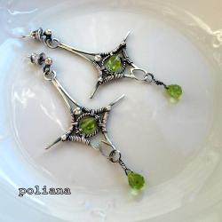 wire-wrapping,ozdobne,gwiazdka,zielone,gotyckie - Kolczyki - Biżuteria