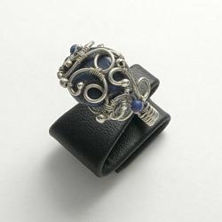 pierścionek,niebieski,wrapping,misterny,kobiecy - Pierścionki - Biżuteria
