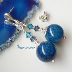 eleganckie kolczyki,swarovski,niebieskie - Kolczyki - Biżuteria