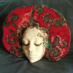 maska,kobieta,ceramika,twarz - Ceramika i szkło - Wyposażenie wnętrz