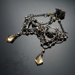 misterne,koronka,filigranowe,wire-wrapping,złoto - Kolczyki - Biżuteria