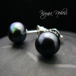 kolczyki delikatne z perłami,na sztyfcie - Kolczyki - Biżuteria