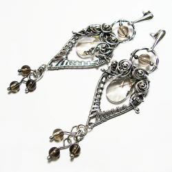 srebro,kolczyki,swarovski,wire wrapping,kwarc - Kolczyki - Biżuteria