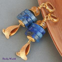 nowoczesne kolczyki z lapis lazuli - Kolczyki - Biżuteria