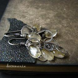 kolczyki,srebro,oksydowane,kwarc z rutylem - Kolczyki - Biżuteria