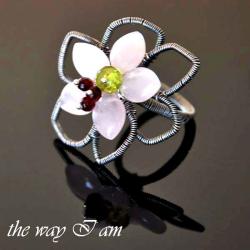 ekstrawagancki pierścionek,wire wrapping,kwiat - Pierścionki - Biżuteria