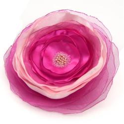 lilia różowa,broszka,satyna,kwiaty polski - Broszki - Biżuteria