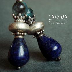 kolczyki,lapis lazuli,kianit,srebro,oksydowane - Kolczyki - Biżuteria
