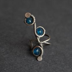 niebieski,nasuwany kolczyki na ucho,srebro - Kolczyki - Biżuteria