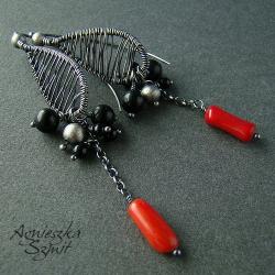 długie kolczyki,wiszące,na rybkach,wire-wrapping - Kolczyki - Biżuteria