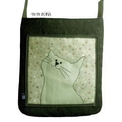torba,a4,kot,zielony,łapki - Na ramię - Torebki