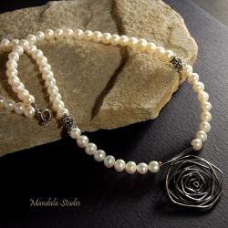 róża,ekskluzywny naszyjnik,romantyczny - Naszyjniki - Biżuteria