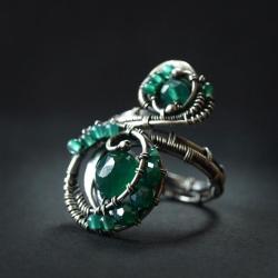 zielony,elegancki,kobiecy,oryginalny,onyks - Pierścionki - Biżuteria