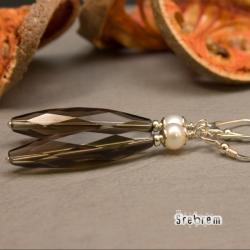eleganckie kolczyki,z perłą,kobiece,srebro - Kolczyki - Biżuteria