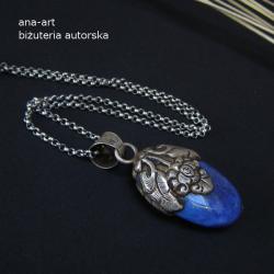 niebieski,habrowy wisior,kobalt,lapis lazulii, - Naszyjniki - Biżuteria