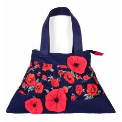 torebka handmade,bawełniana torebka,maki,kwiaty - Na ramię - Torebki