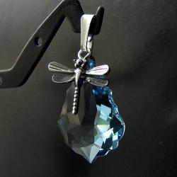 wisior Swarovski baroque aquamarine ważki srebro - Wisiory - Biżuteria