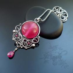 wisior,koronka,wire-wrapping,naszyjnik,rubin - Naszyjniki - Biżuteria