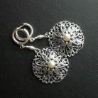 Kolczyki kolczyki,srebrne,kwiaty z perłą