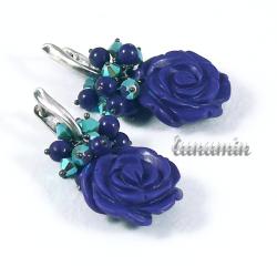 lapis lazuli,keyształy swarovskiego,kolczyki - Kolczyki - Biżuteria