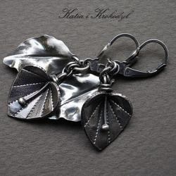srebro,kwiaty,romantyczne,liście - Kolczyki - Biżuteria