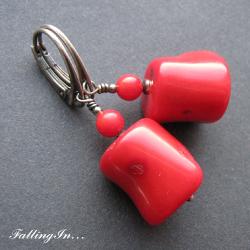 eleganckie czerwone kolczyki z koralowca - Kolczyki - Biżuteria