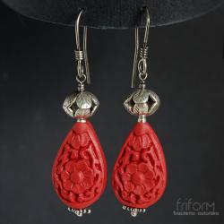 orientalne,czerwone kolczyki,laka - Kolczyki - Biżuteria