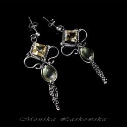 kolczyki,srebro,wire wrapping - Kolczyki - Biżuteria